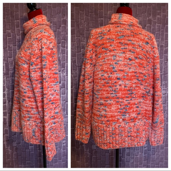 Red & Blue Marled Chunky Knit Turtleneck - Picture 2 of 6
